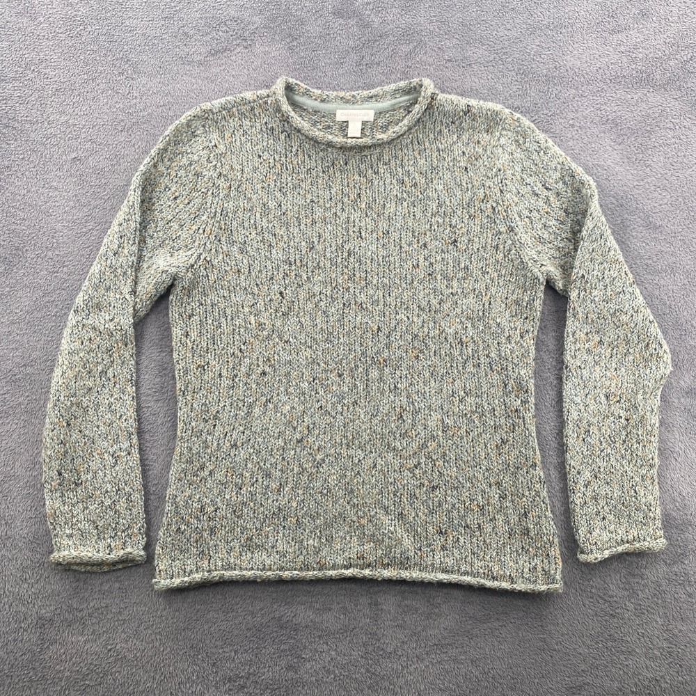 Charter Club Sweater Womens Small Blue Marled Knit Roll Neck Wool Blend Pullover